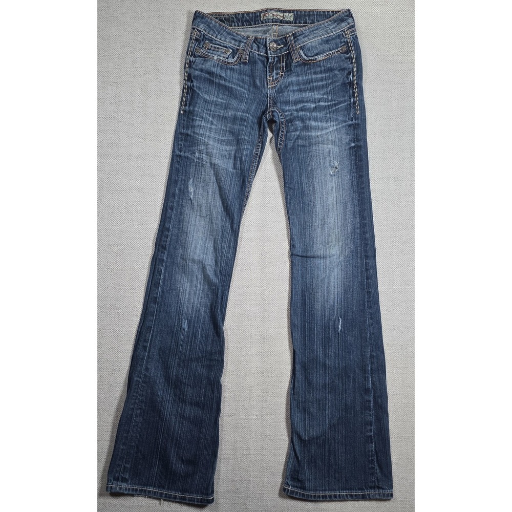 BKE Madison Womens Jeans Size 24x33.5 Low Rise Bootcut Distressed Wash BXL2392L